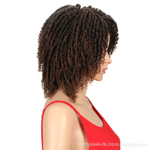 MAGIC curl 13.5 Inch High Temperature Fiber Dreadlock For Black Women Ombre Burg Crochet Twist Hair Soft Short Synthetic Wigs